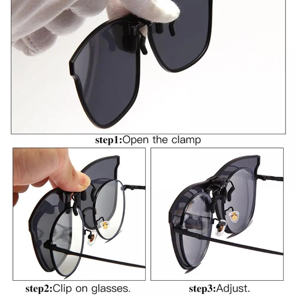 Clip On Sunglasses Men Vintage Square Glasses Anti Glare Night Vision for Car Driving