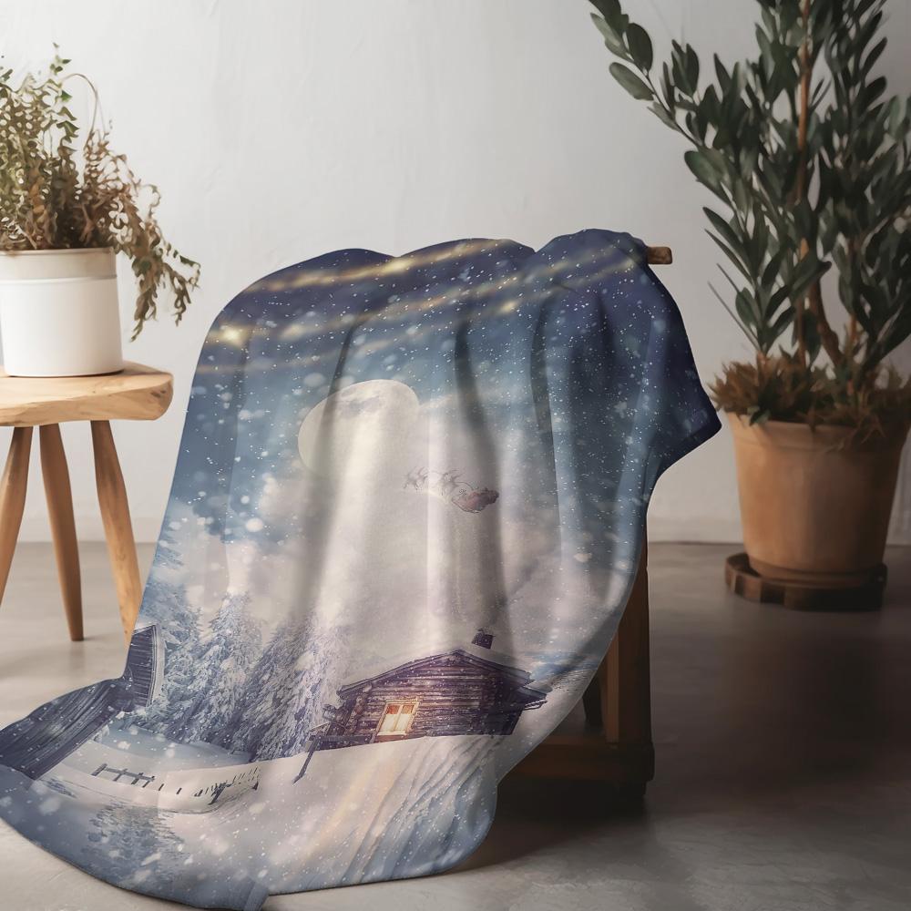 Tuniu Winter Forest Fleece Blanket Warm Throw Sofa Bed Christmas Gift Decorative Throw Blanket 75x90cm