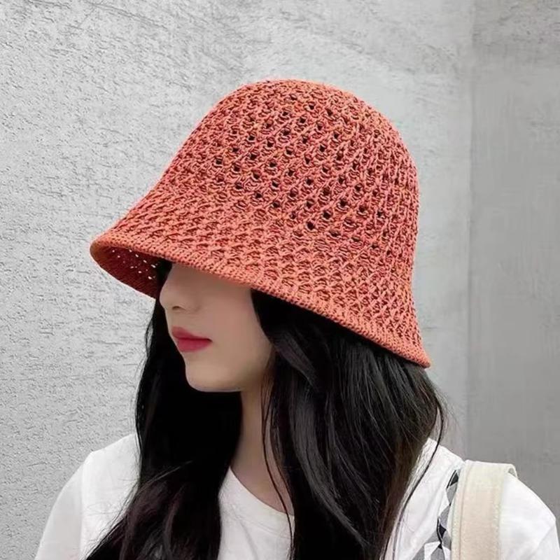Women Summer Bucket Hat Summer Hollow Out Thin Breathable Sun Hats Beach Panama Cap Fold Outdoor Japanese Lesure Fishierman Cap