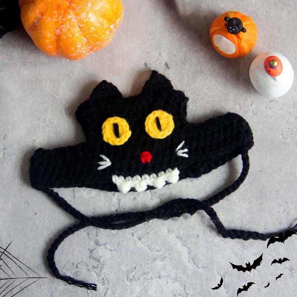 

Clothes Halloween Cat Headgear Breathable Cat Woven Hat Bib Halloween Pets Costumes For Dog Rabbit Hat 5