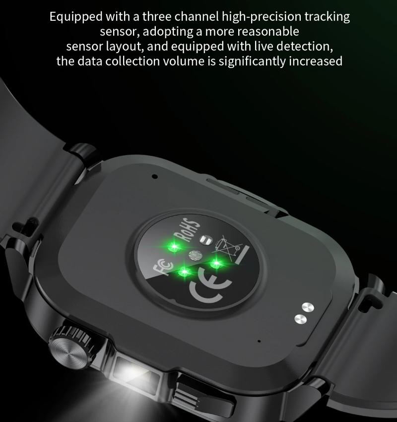 2025 Nieuwe 2.01-inch HD Scherm Heren Smartwatch met Zaklamp Buitensporten Heren Horloge IP68 Waterdicht Gezondheidsmonitor Oproep Smartwatch