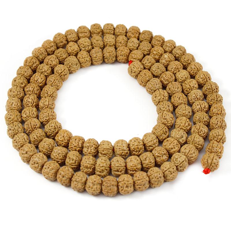 Naturalna Mala Rudraksha 108 Koralików 6 8 10 12 mm Koraliki Buddyjskie do Modlitwy Medytacji do Tworzenia Naszyjników Bransoletek Biżuterii Akcesoria