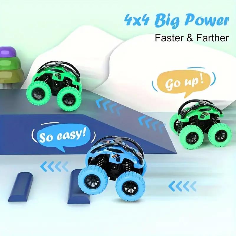 Light-Up Monster Truck Toy Set for Youngsters Ages 3-6 - Manual, Battery-Free Operation - Ideal Easter & Christmas Gift in Red/Blue