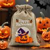 12 Pcs Halloween Treat Bags Burlap Gift Bags Mini Drawstring Candy Bags Pumpkin Pattern Goodie Bags for Halloween Party Favors