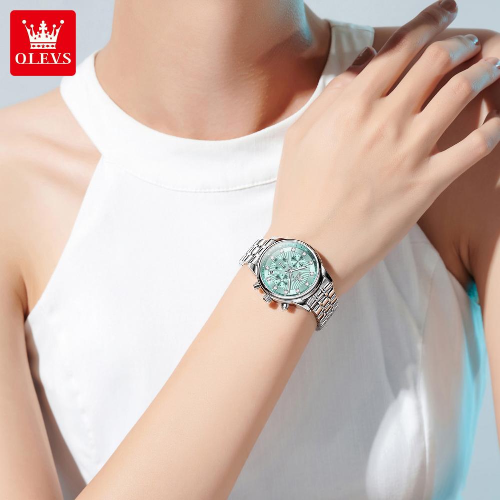 OLEVS Damenuhr Business Luxus Damen Mode Quarz Uhr Einfach Hohe Qualität Edelstahl Chronograph Uhr Damen