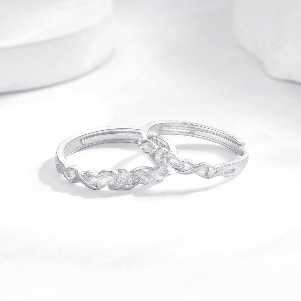 Jie Ai 999 Sterling Silver Custom Engraved Couple Rings for Men and Women - Unique Engagement or Birthday Gift