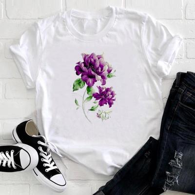 (Ασιατικό μέγεθος) Μπλουζάκι T-shirt Λουλούδι Τάση 90s Χαριτωμένο Στυλ Ρούχα Casual Κοντομάνικο Μοντέρνο T-shirt Γυναικείο Εκτύπωση Κυρία Θηλυκό Γραφικό T-shirt