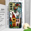 Hand Painted Forest House Clear Phone Case for Samsung A55 A54 A53 A51 A70 A32 A31 A22 A13 4G 5G Soft Cover Aesthetic Art Fundas