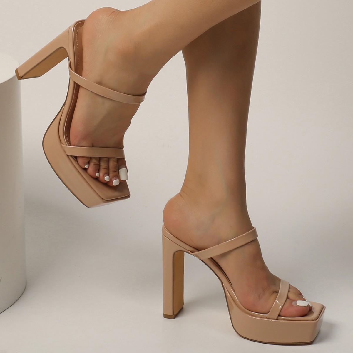 

Босоножки на высоком каблуке женские летние темпераментные полушлепанцы водонепроницаемые на толстой платформе с босоножками 41