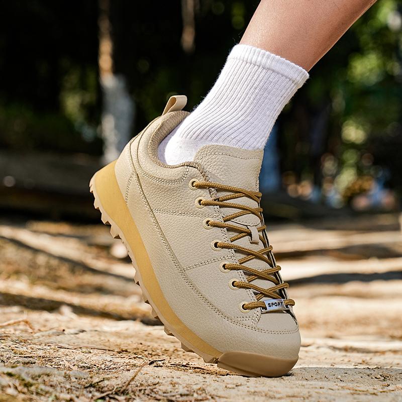 Casual Sneakers Men Anti-slip Low-top Lace-up Outdoor Hiking Shoes Men Walking Thick-soled Breathable Casual Shoes Men
