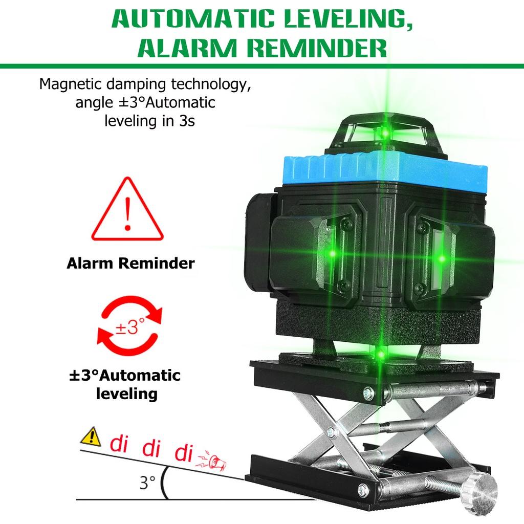 Nivele laser verde 4D 16 linii Telecomandă 360 de linii transversale orizontale și verticale cu autonivelare automată fascicul laser super puternic