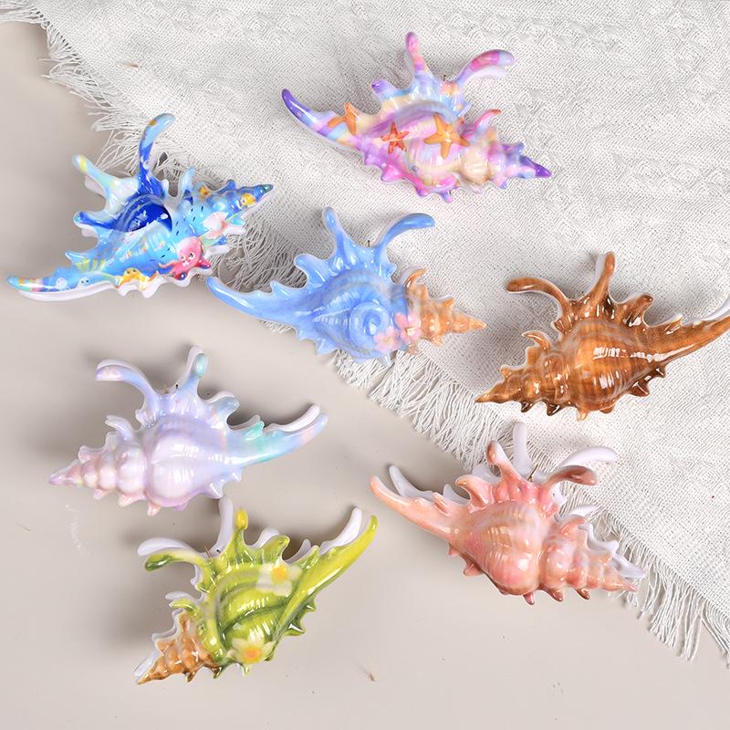 2025 UV Printed Conch Claw Clip: Summer Ocean Hair Accessory for Updo