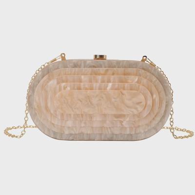 Vintage Muschelförmige Acryl Abendtasche mit Kette - Trendiges Marmor Design für Damen