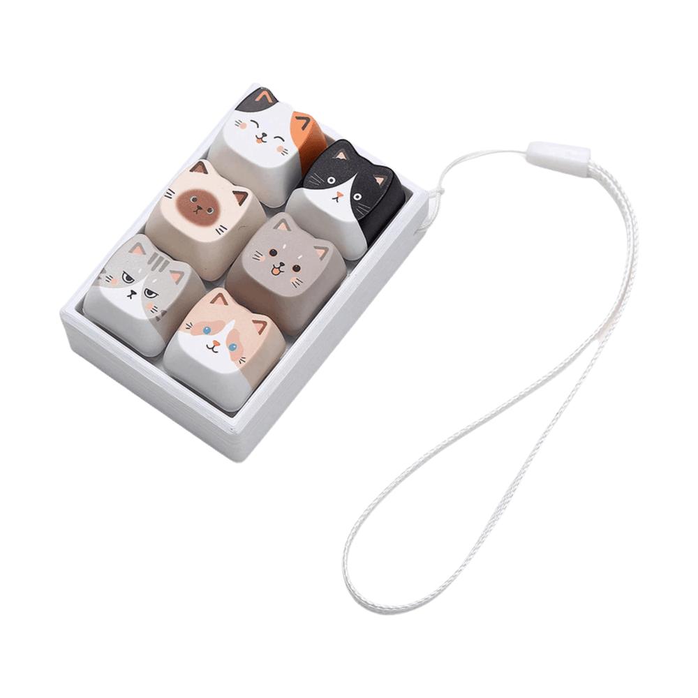 Mechanical Button Anti-stress Fidget Toy Cartoon Backpack Pendant Cat Keycap Keychain Bag Pendant