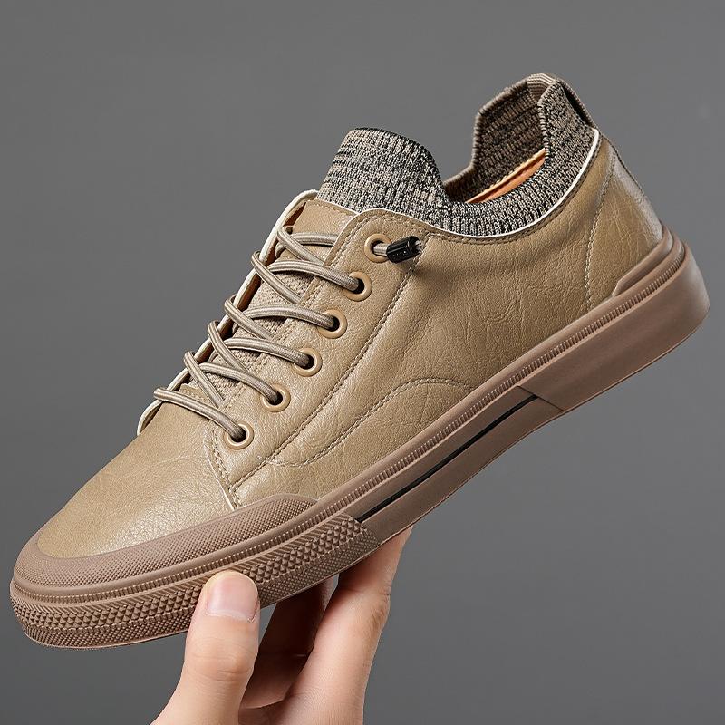 

Новые туфли для мужчин Повседневная обувь из натуральной кожи Плоские туфли для скейтбординга Осенняя мода Мокасины без застежек 44 хаки