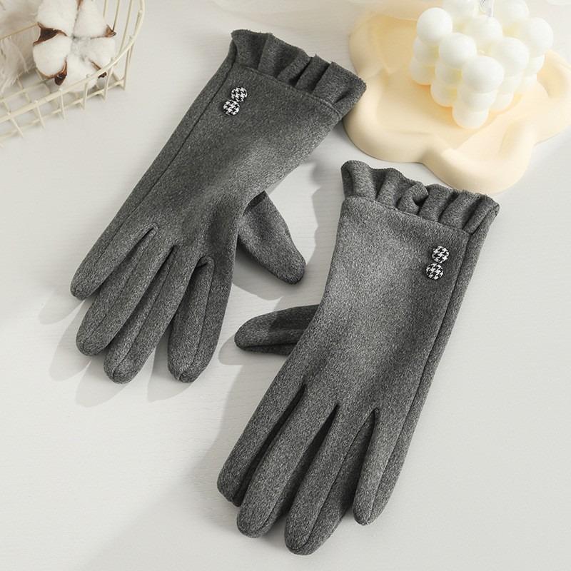 Gants pour femmes avec gants à écran tactile en velours épais Gants d'hiver à deux doigts pour sports de plein air, cyclisme, gants chauds et à la mode