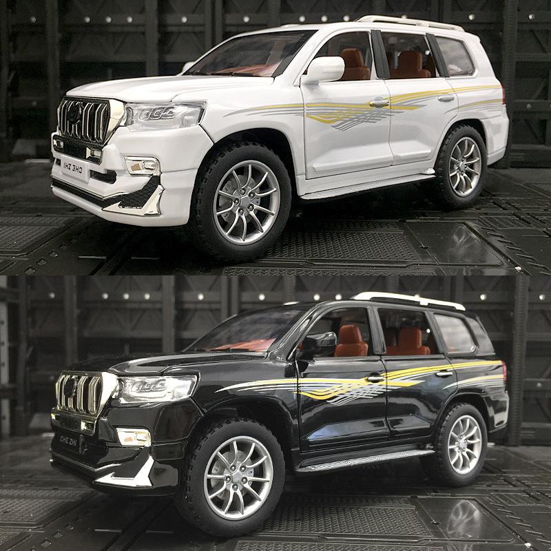 Model auta Toyota Prado v měřítku 1/24, stahovací auto ze zinkové slitiny se zvukem a světlem pro děti, chlapec, dívka dárek
