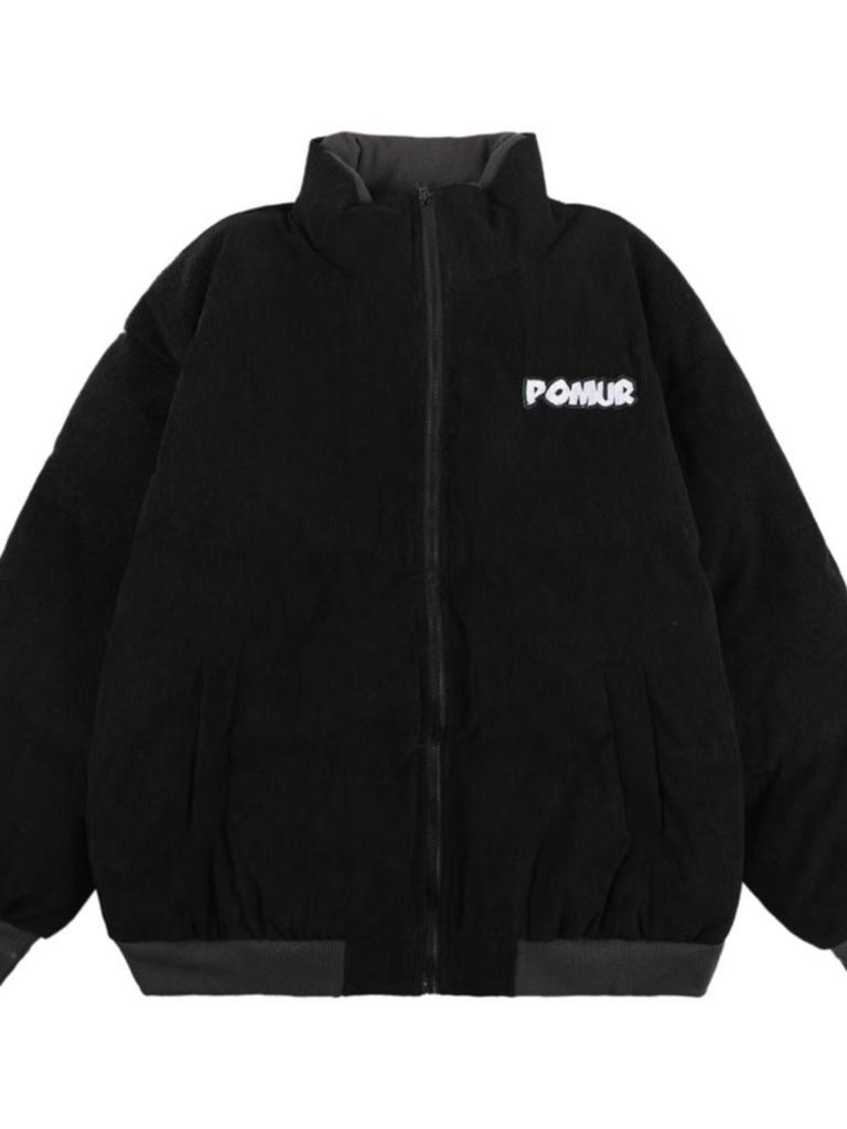 Men's Coffee Brown Corduroy Cotton Jacket - Retro Loose Fit, Stand Collar Winter Outerwear