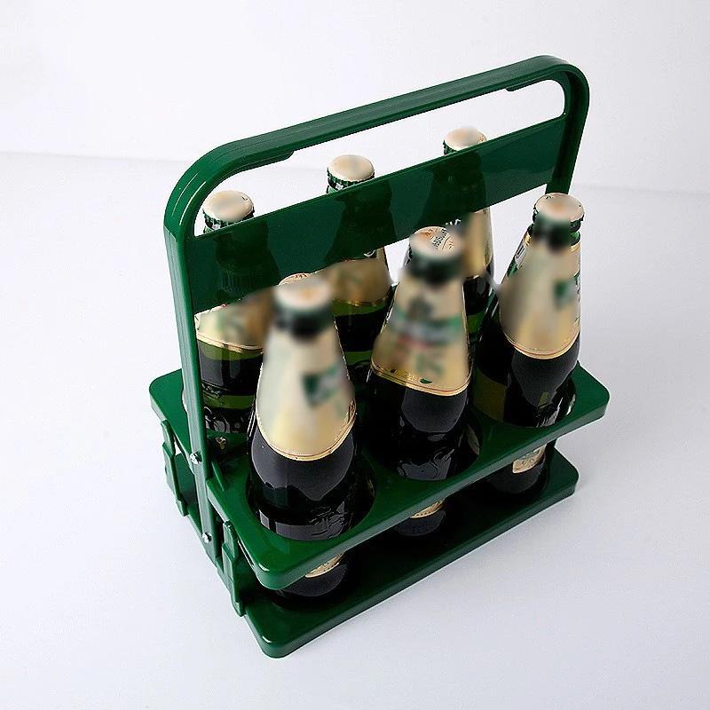 Portable Foldable Plastic Beer Rack Durable Cup Organizer Wine Rack Beer Bottle Holder Beverage Basket Reusable Cocktail Rack