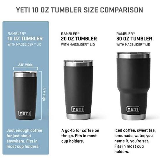 YETI Rambler 10 Ounce Tumbler Stainless Steel Vacuum Insulated MagSlider Lid (Black)