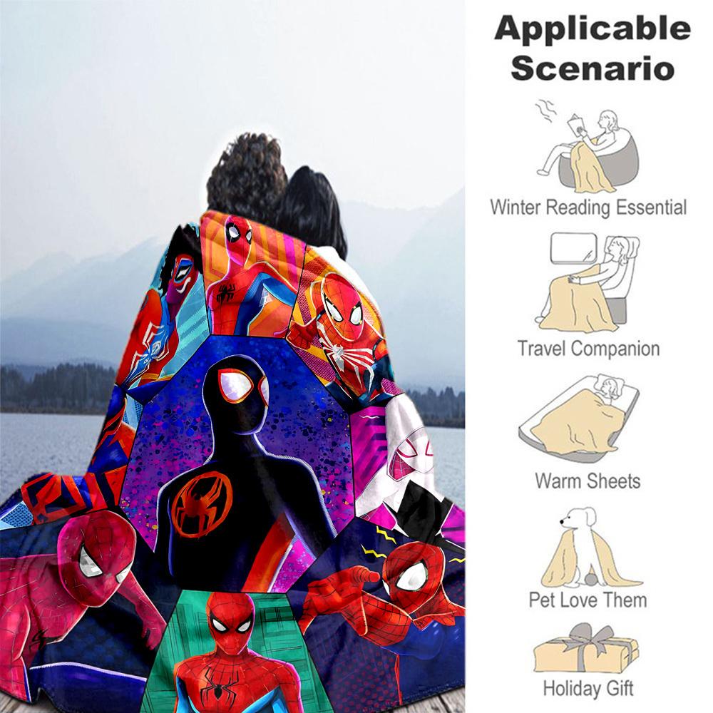 Spider-Man Outdoor Flannel Throw Blanket - HD Printed Lightweight Soft Warm All-Season Blanket for Sofa, Bed, Travel, Camping 1203040