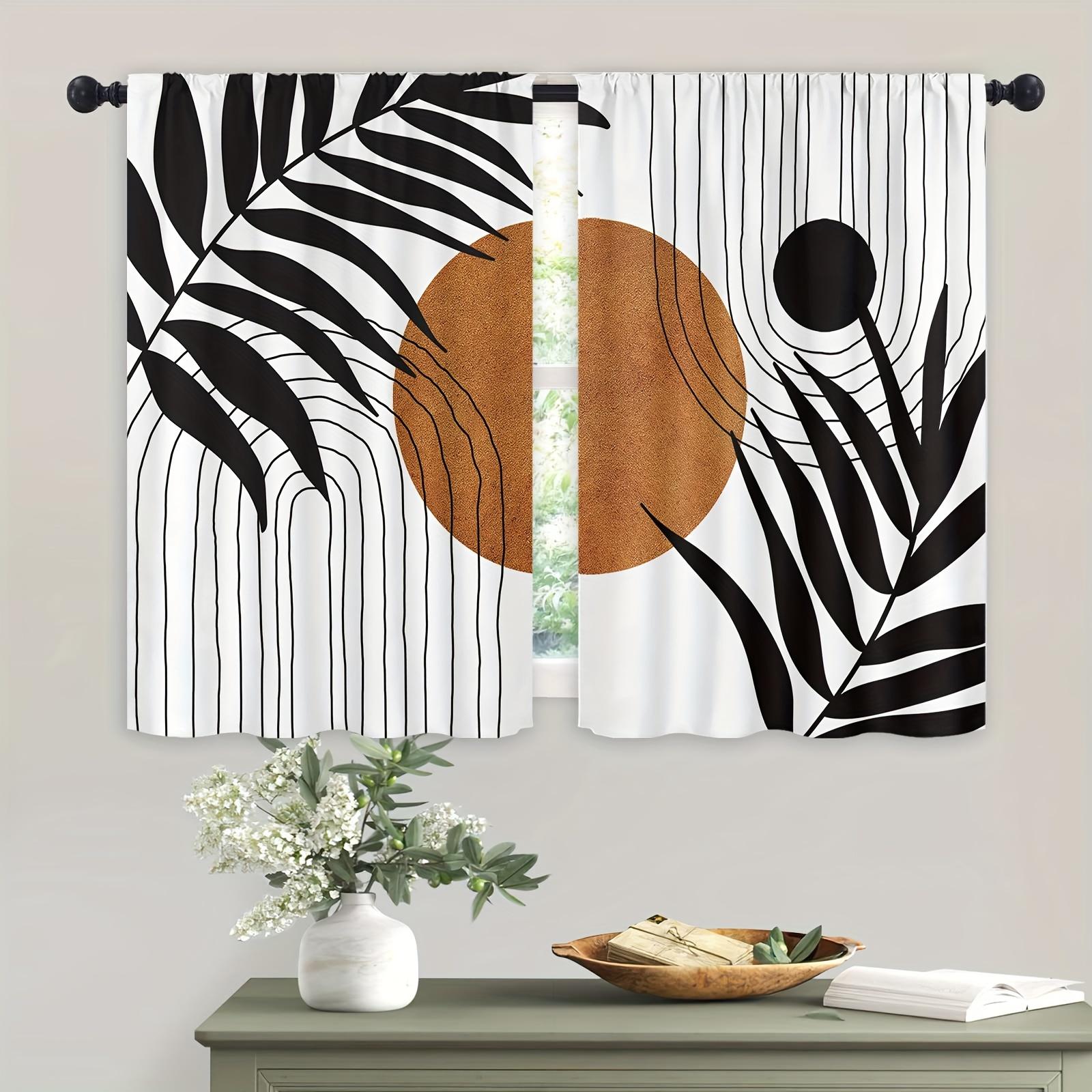 

2 панели лист скандинавский геометрический принт карниз для штор карманный оконный декор для спальни офиса кухни гостиной домашнего декора 2x50W100H(CM)&Grommet Top