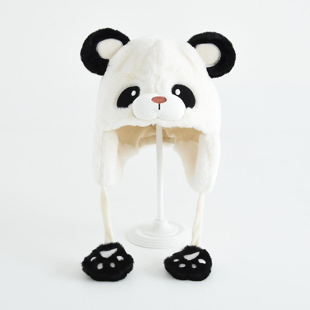 Kids' Warm Plush Hat with 3D Ears - Thick, Windproof, Ear-Protective Pullover for Autumn and Winter