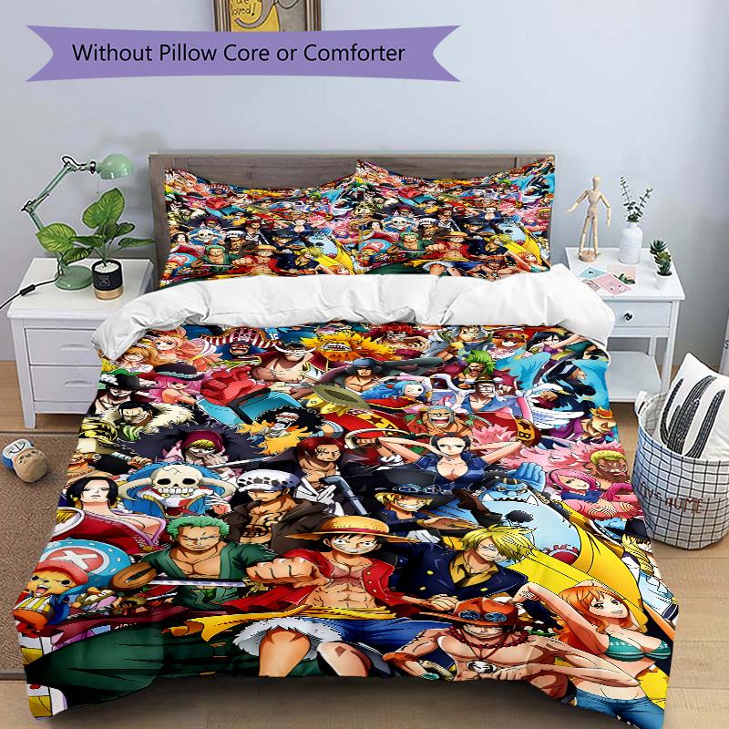 One Piece Characters Collage Print 3Pcs Bedding Setduvet Cover With 2 Bedropillowcase Home Birthday Gift