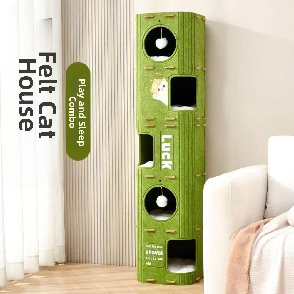 Med Hål Katthus Hus 2 Våningar/3 Våningar Klösträd Säng Vinterkattbo Husdjurshus