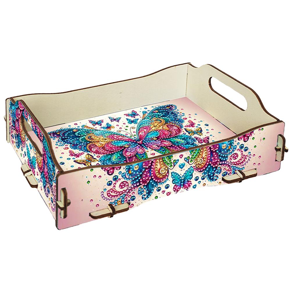 5D DIY Diamond Painting Serving Tray Wooden Diamond Art Tableware Manager Tray Diamond Decorative Serving Tray Home Decor Gift