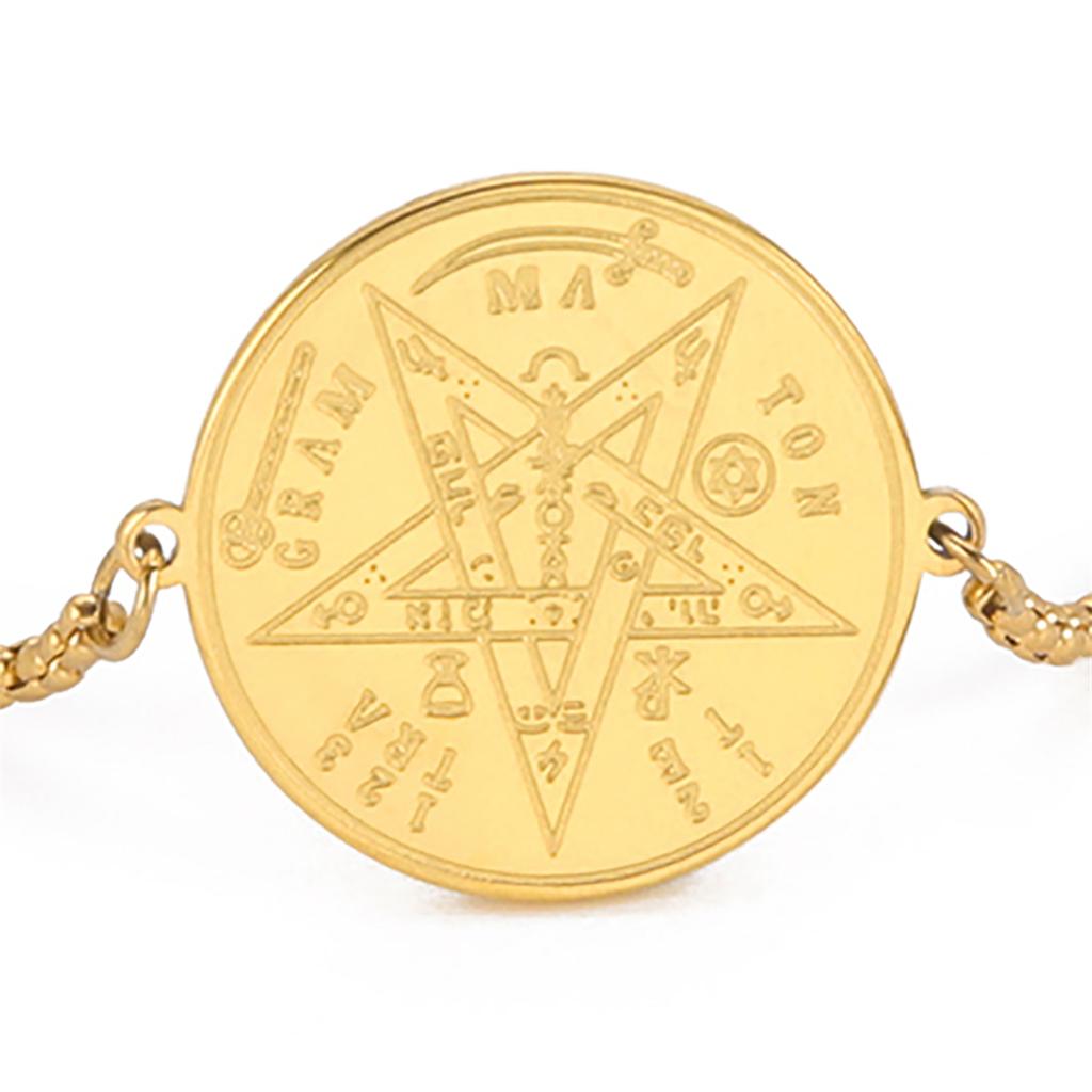Wicca Tetragrammaton Pentacle Bracelet Stainless Steel Magical Solomon Seal Pentagram Protection Sacred Amulet Jewelry