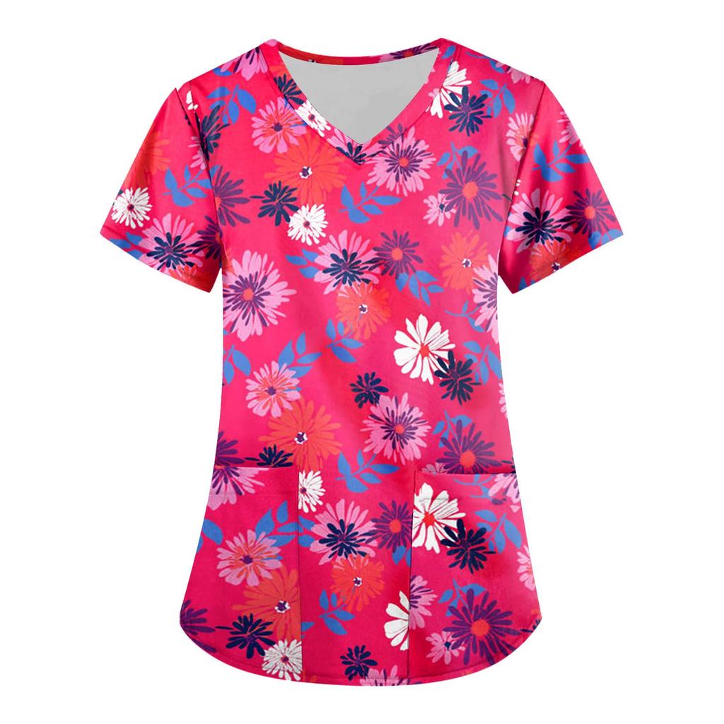 Summer Floral 3d Print Women's T-Shirt Casual Fashion V Neck Pullover Oversize Short Sleeve T-shirt Daily Tops Tees Size XXS-6XL
