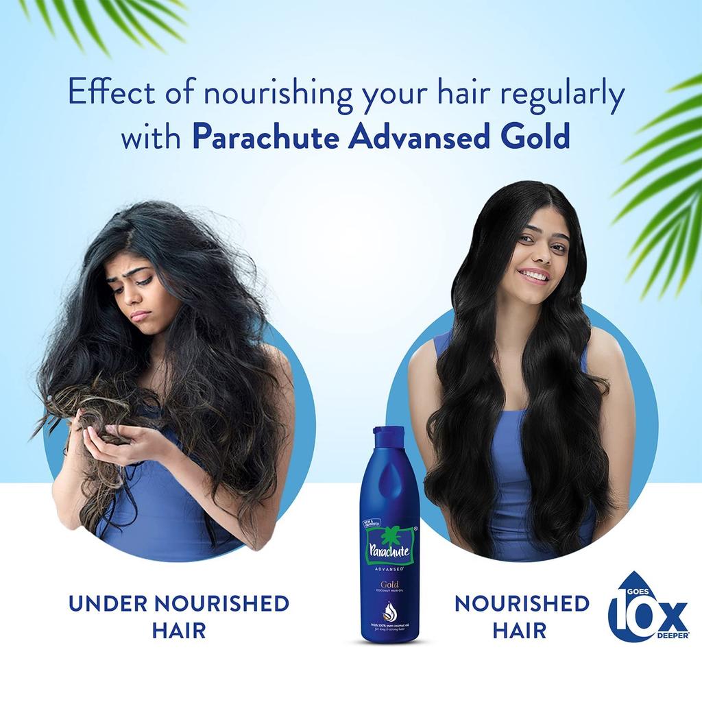 Parachute Advansed Gold Hair Oil 190ml For Strong Nourished Hair With Vitamin E For All Hair Types Daily Coconut Nourishment