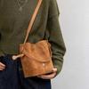A Trendy Genuine Leather Bag, A Casual Single-shoulder, Crossbody, Hand-held Bucket Bag