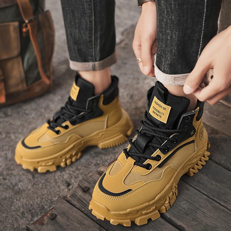 2025 Men's Platform Boots Outdoor Lightweight Mountaineering Work Boots New Non-slip Wear-resistant Casual Sneakers Desert Boots