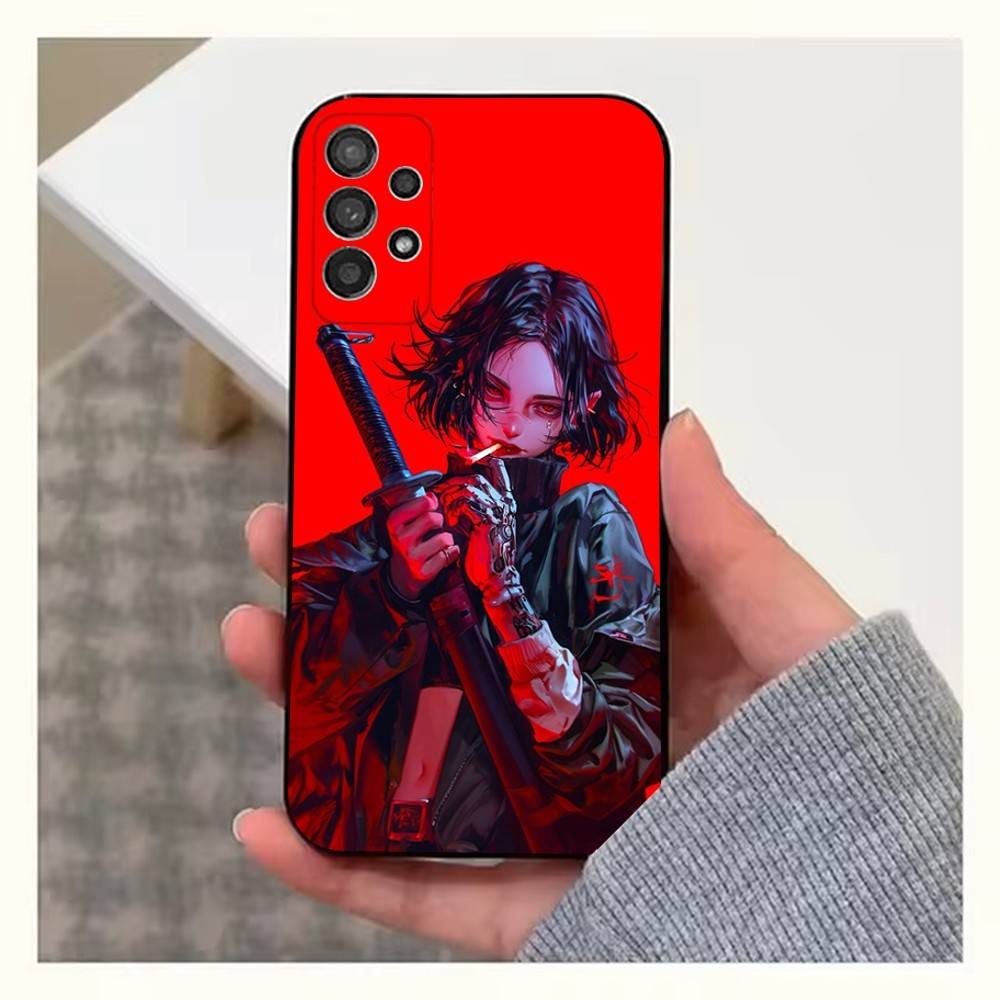 Painting Art Warrior Woman Phone For Samsung S25,S10,S20,S10,S21,S9,S24,S23,Ultra,FE,Plus,Lite,Soft Silicone Black Cover