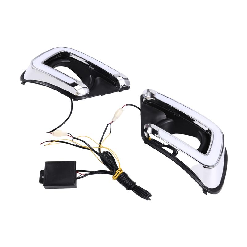 LED Turn Signal Car Daytime Running Light Fog Lamp Hole DRL 1 Pair For Dodge Journey FIAT Freemont 2014-2017