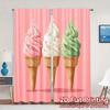 2 Stück 2D-Flachdruck-Vorhänge (Ohne Stange) Eiscreme Trio Beliebte Druckvorhänge Drucke Lichtfilternde Vorhänge Thermisch