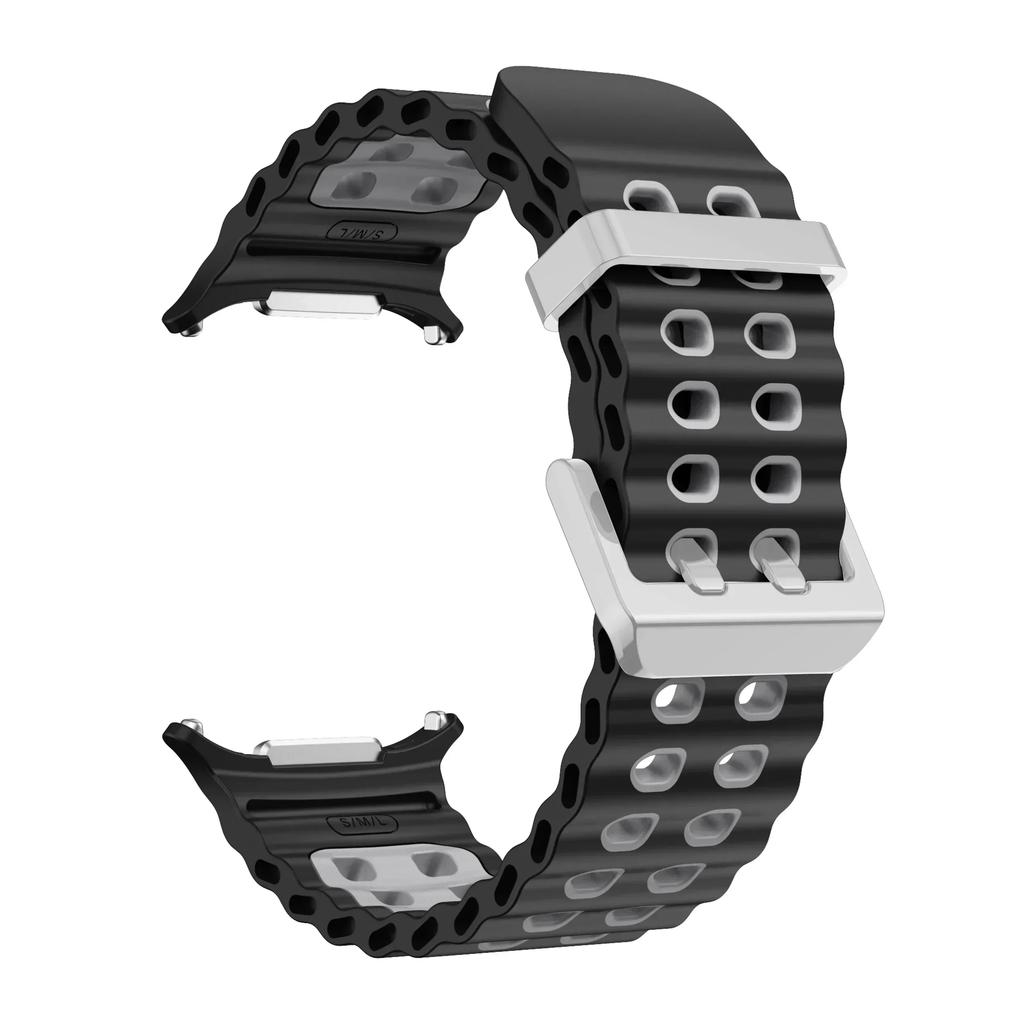 NEW Marine Silicone Strap For Samsung Watch 7 Ultra 47mm Bracelet No Gaps Sport Two-tone Band for Galaxy Ultra Watchband Straps