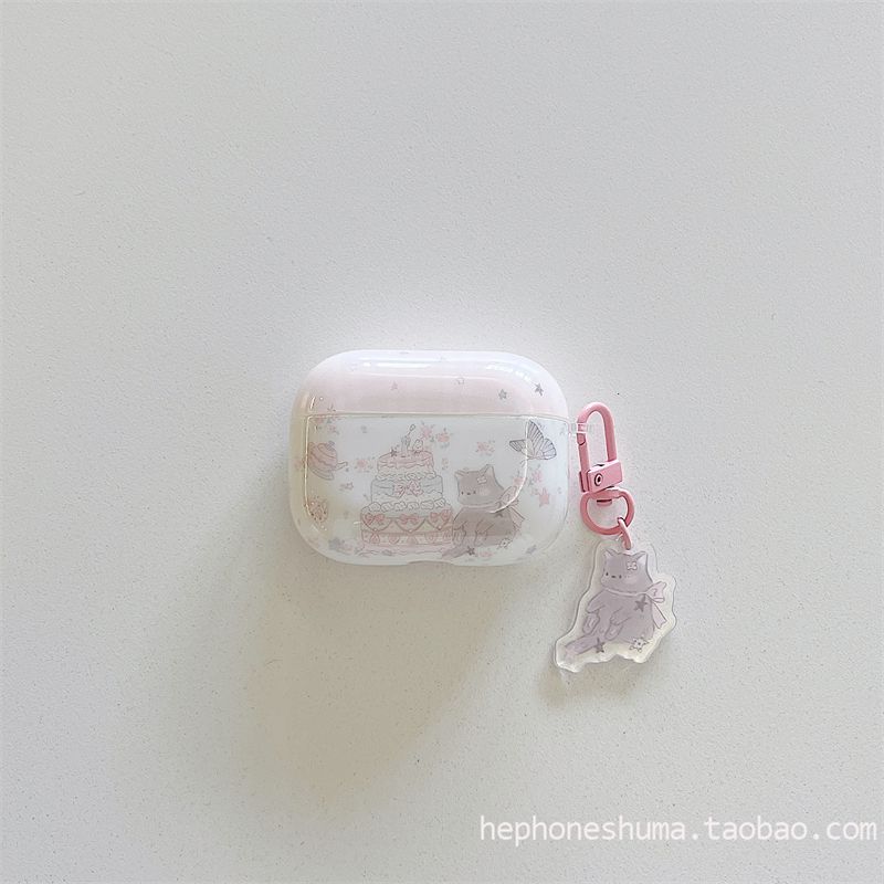 

Pro 2 Generation Earphone Sleeves Apple Airpods3 Generation 2 Generation Wireless Bluetooth Second Generation and Third Generation Earphone Case Apple Airpods Pro Flower cake cat + cat pendant