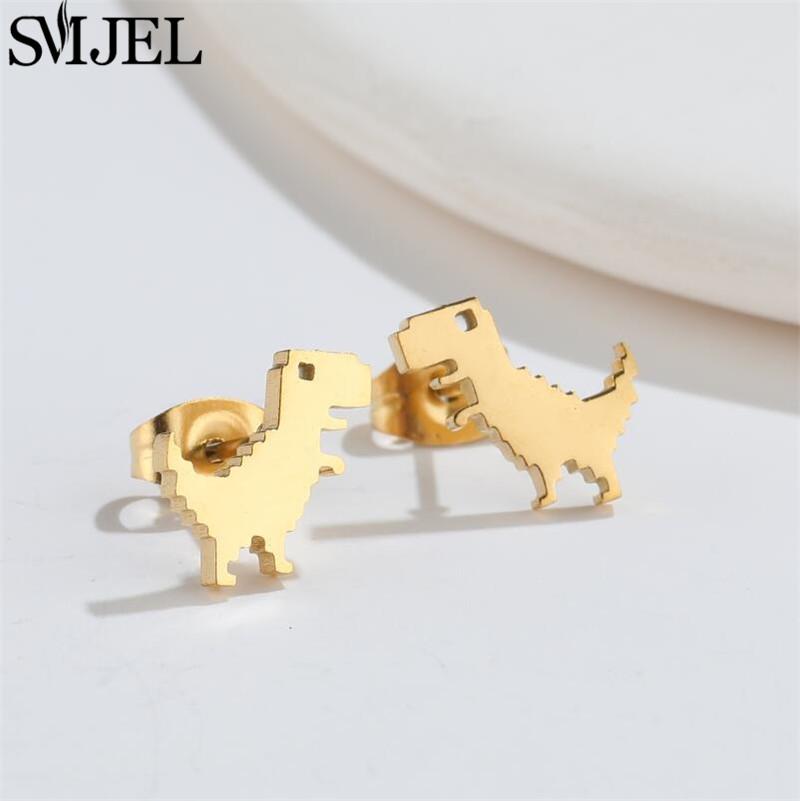 Cartoon Animal Design Dinosaur Stud Earrings for Girls Daily Jewelry Funny Tyrannosaurus Earings Mini Ear Jewelry Party Gifts