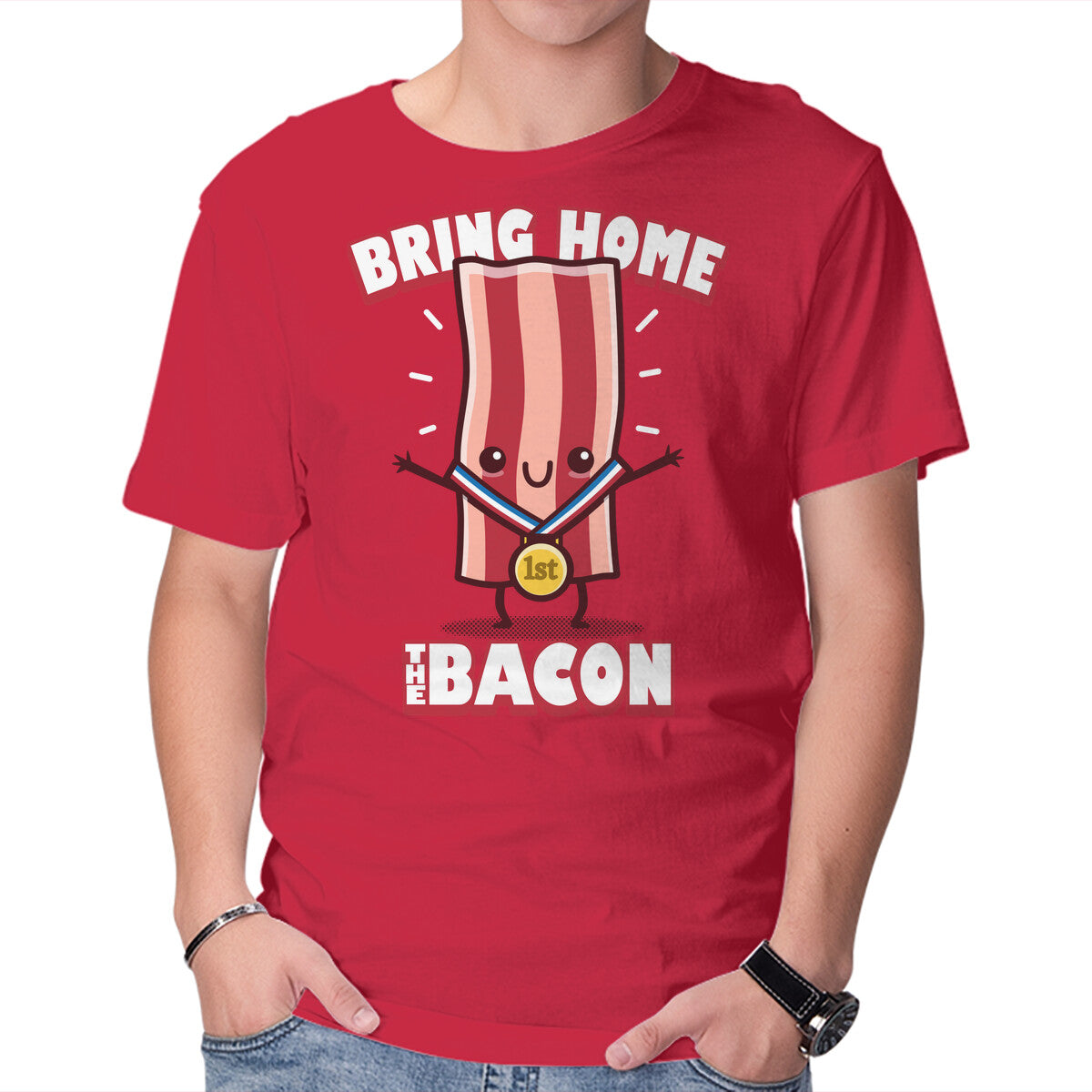 Unisex Crew Neck T-Shirt Bring Home The Bacon Graphic Short Sleeve Casual Tee XXXXL