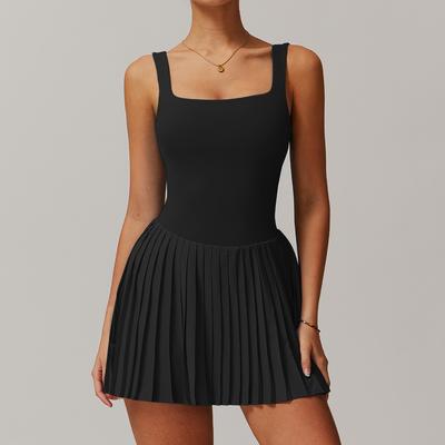 Nacktes gefälschtes zweiteiliges Tennis-Kleid mit Unterteil, Blendfrei, Fitness-Tasche, Faltenrock, Sportkleid für Damen