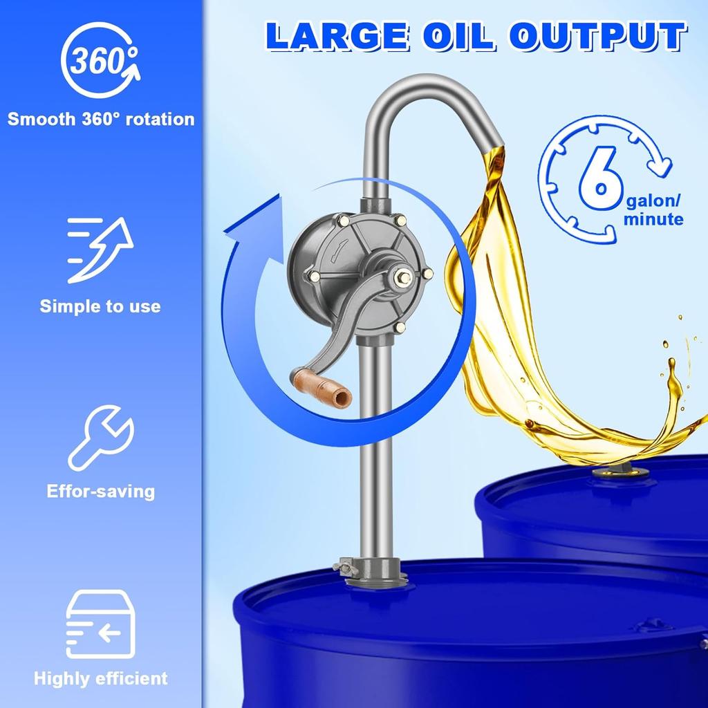 55 Gallon Drum Pump,Rotary All-Aluminum Manual Hand Transfer Pump for 5-55 Gallon Barrels Oil Diesel Kerosene