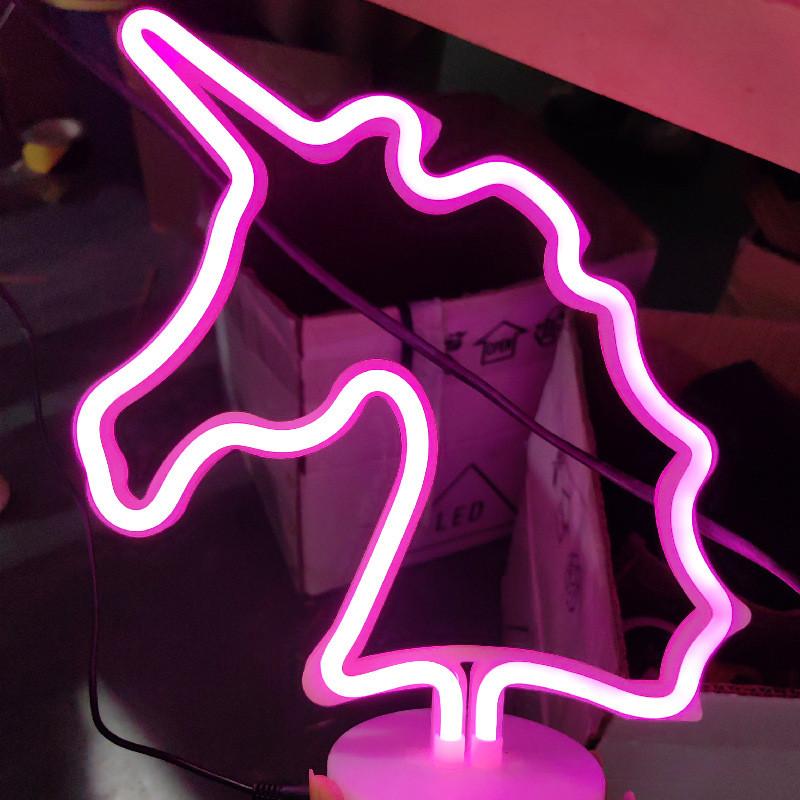 Shaped Led Cactus Neon Signs Light Holder Base Table Decoration Night Lamps