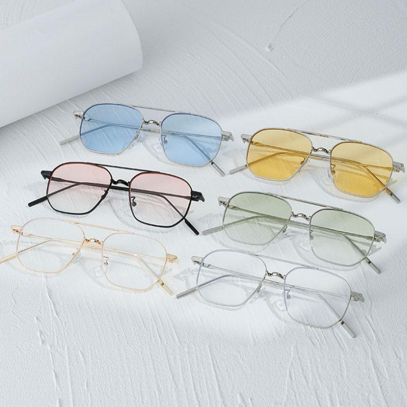 Fashion Women Sunglasses Luxury Metal Trendy Eyewear Brand Design Vintage Men Square Sun Glasses Mirror