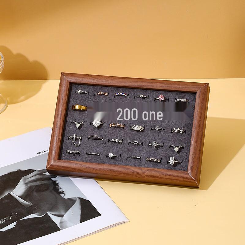 Light Luxury Walnut Velvet Jewelry Display Tray