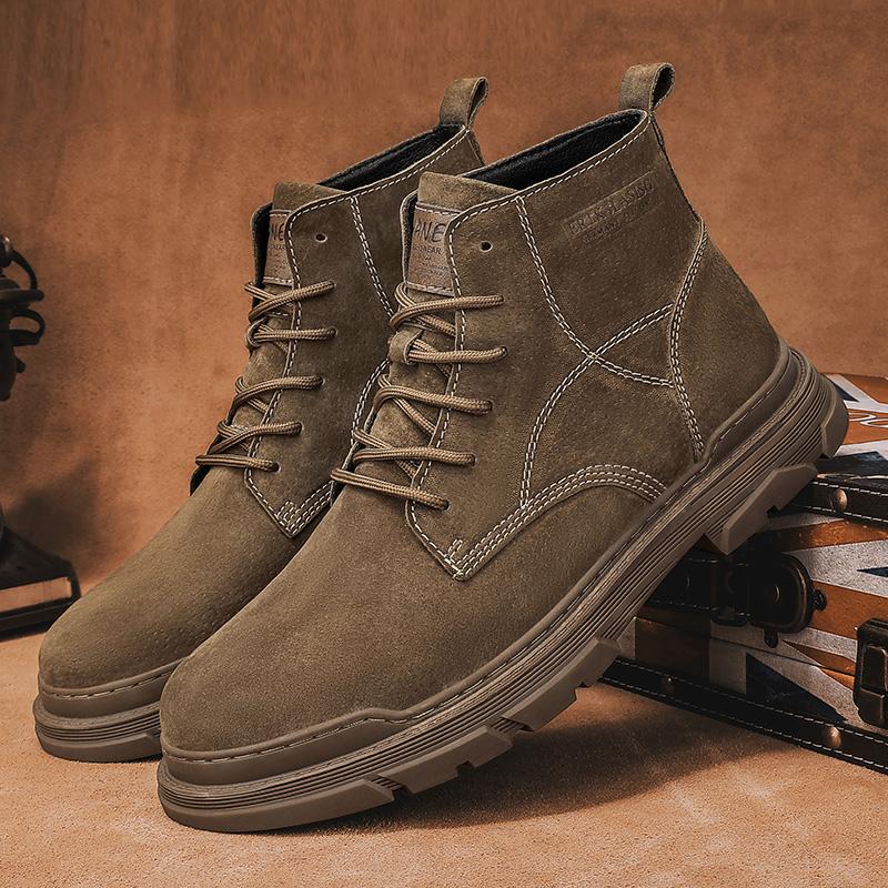 Classic Leather Men's Ankle Boots Outdoor Man High Top Shoes   Selling Hiking Boots Comfy Male Casual Botas Treking Footwear