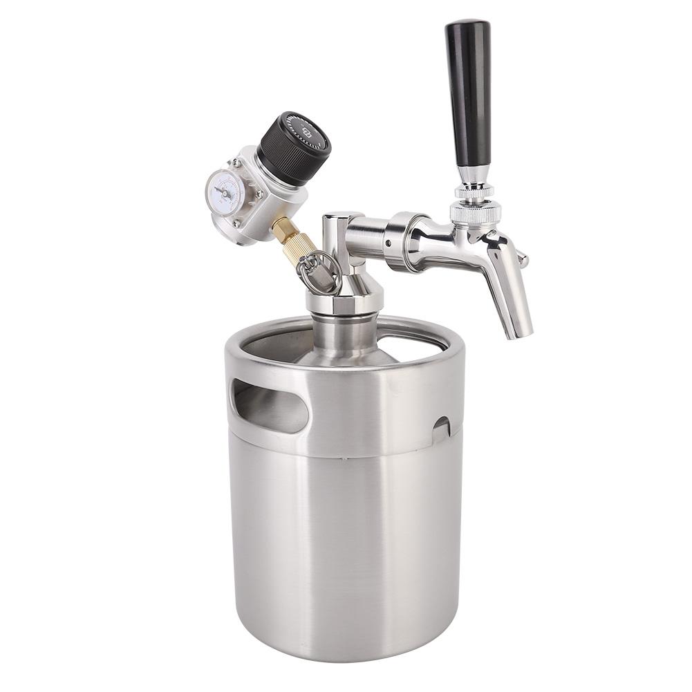 2L Stainless Steel Homebrew Mini Keg Kit Beer Tap+Spear+Keg+Pressure Gauge