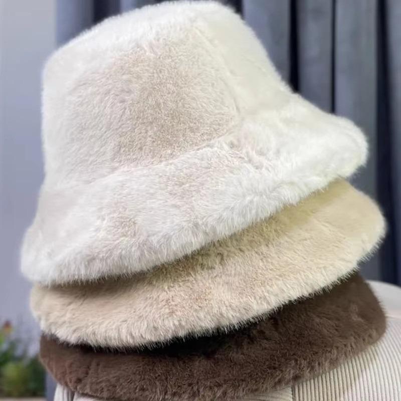 Korean Style Thickened for Keep Warmth Fisherman Hat Women Fashion Solid Color Big Head Circumference Ear Protection Windproof Keep Warmth Bucket Hat